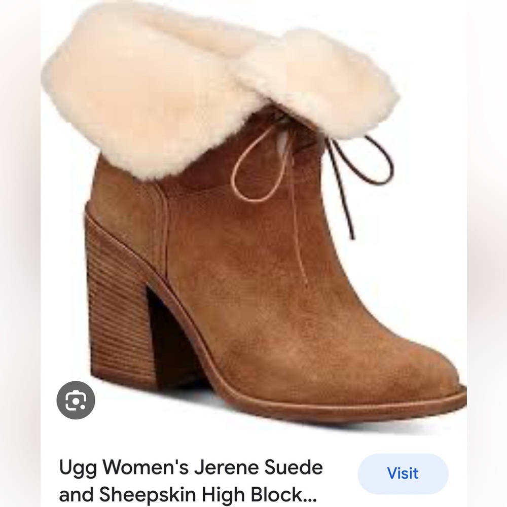 UGG Women's Chestnut Suede Sheepskin Cuff Ankle Booties